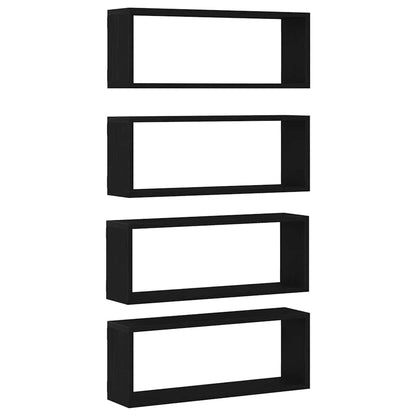 Scaffali da parete 4 pcs Rovere Nero 60 x 15 x 23 cm