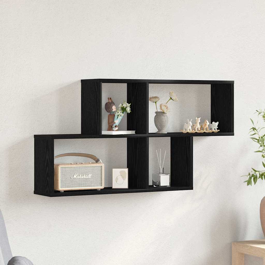 Scaffale da parete con lo scaffale Rovere Nero 76 x 15 x 53 cm