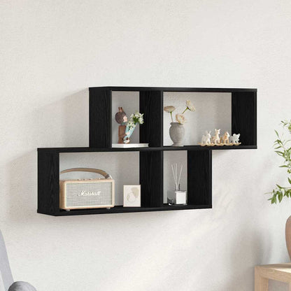 Scaffale da parete con lo scaffale Rovere Nero 76 x 15 x 53 cm