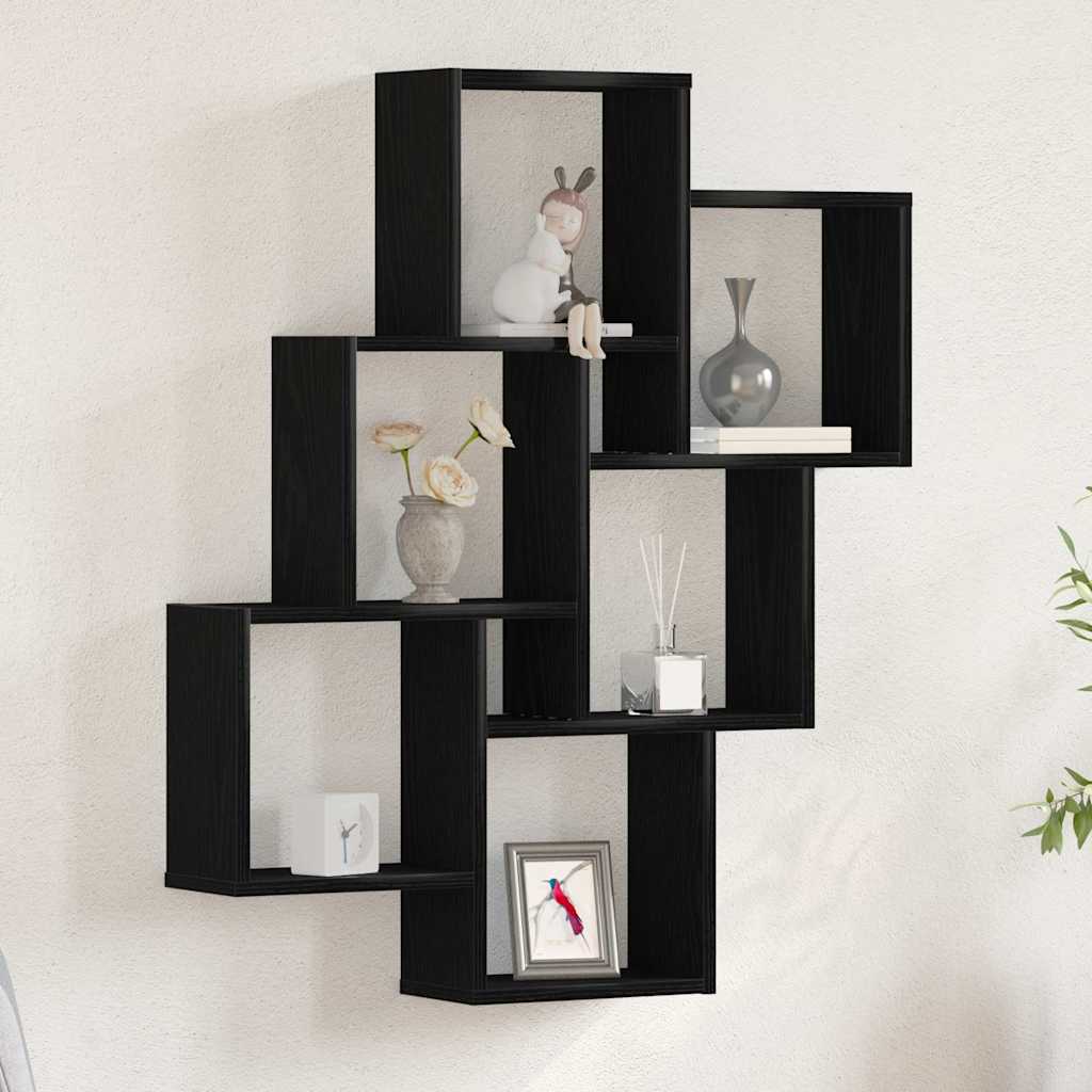 Scaffale da parete con lo scaffale Rovere Nero 78 x 15 x 93 cm