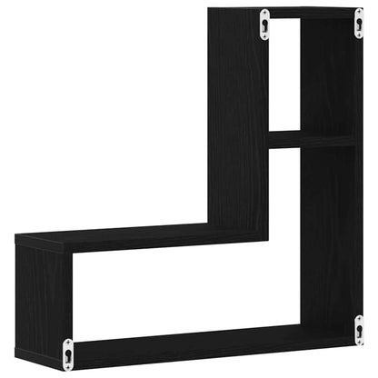 Scaffale da parete 2 pcs Rovere Nero 50 x 15 x 85 cm