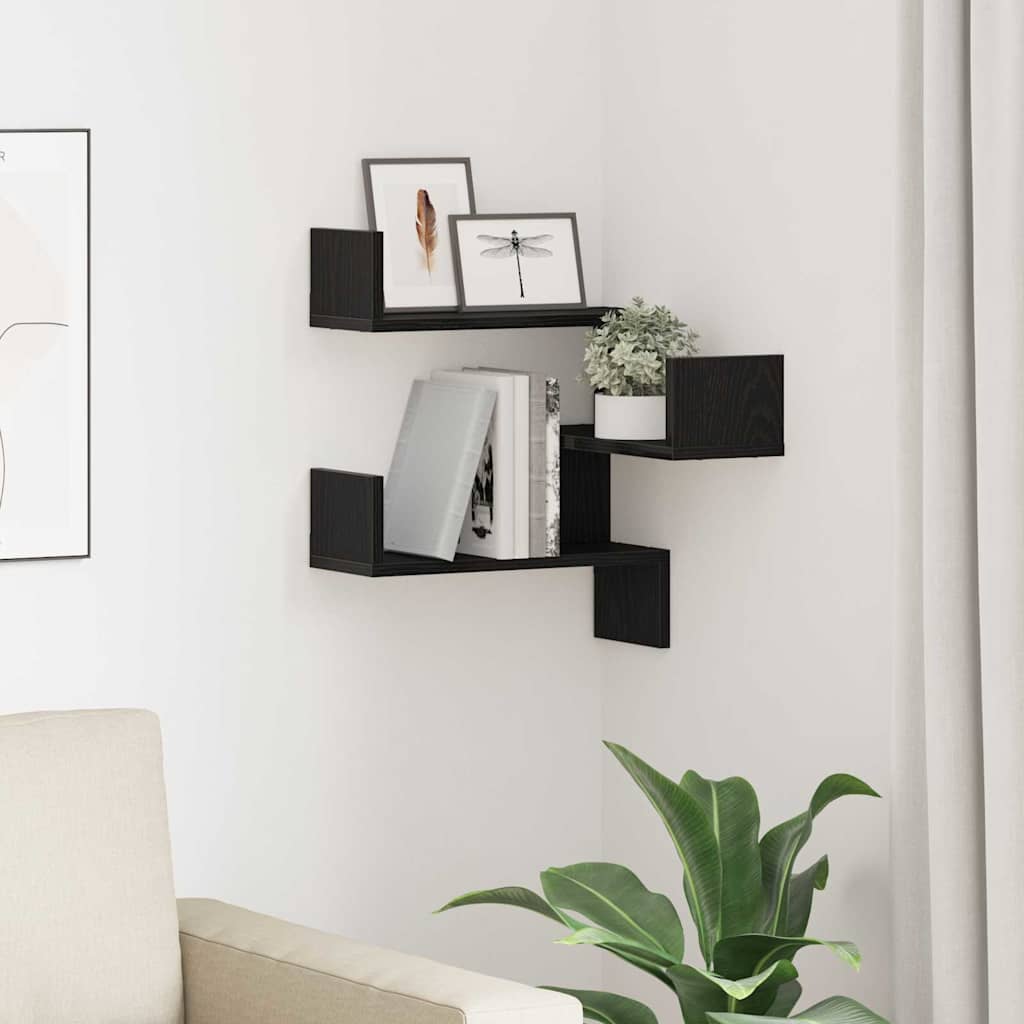 Scaffale da parete Rovere Nero 40 x 40 x 49,5 cm