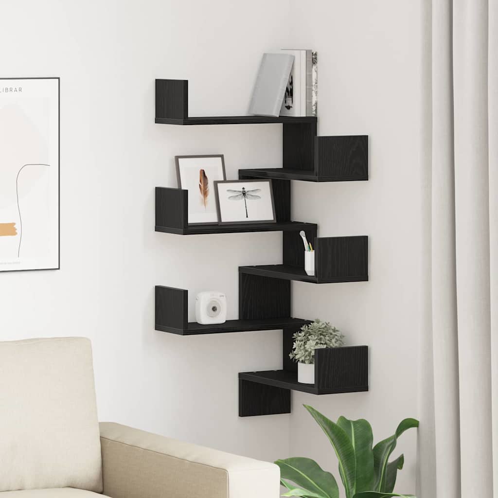 Scaffale da parete 2 pcs Rovere Nero 40 x 40 x 49,5 cm