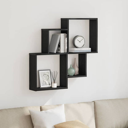 Scaffale da parete Rovere Nero 80 x 15 x 78,5 cm
