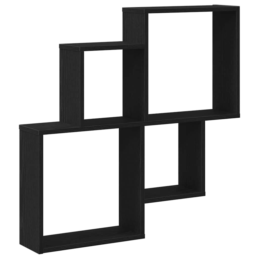 Scaffale da parete Rovere Nero 80 x 15 x 78,5 cm