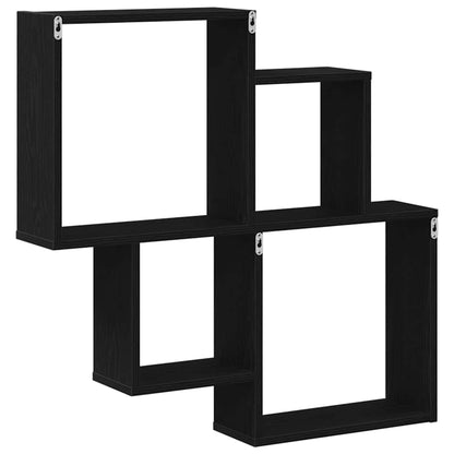 Scaffale da parete Rovere Nero 80 x 15 x 78,5 cm