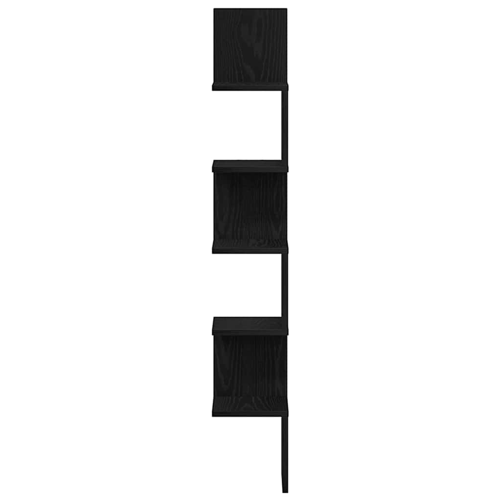 Mensola angolare con lo scaffale Rovere Nero 20 x 20 x 127,5 cm
