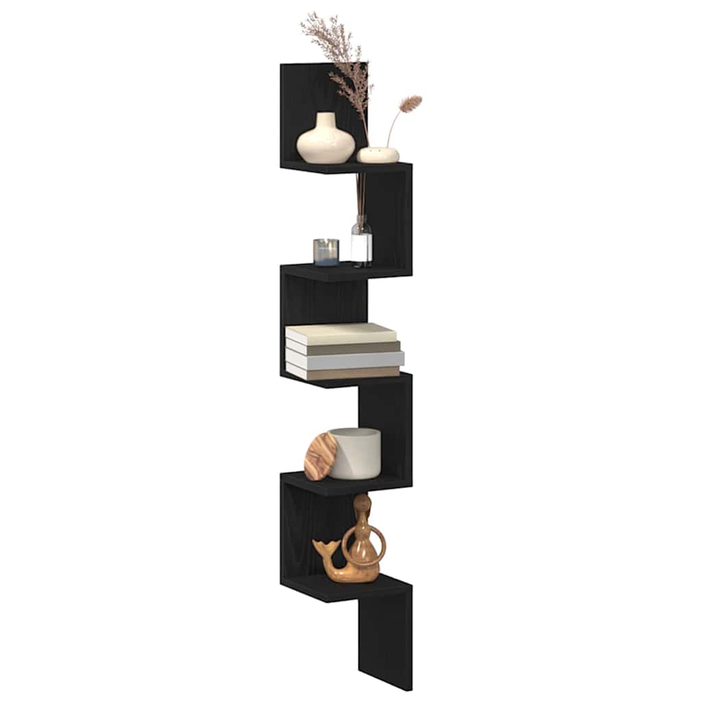 Mensola angolare con lo scaffale Rovere Nero 20 x 20 x 127,5 cm