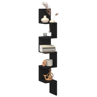 Mensola angolare con lo scaffale Rovere Nero 20 x 20 x 127,5 cm
