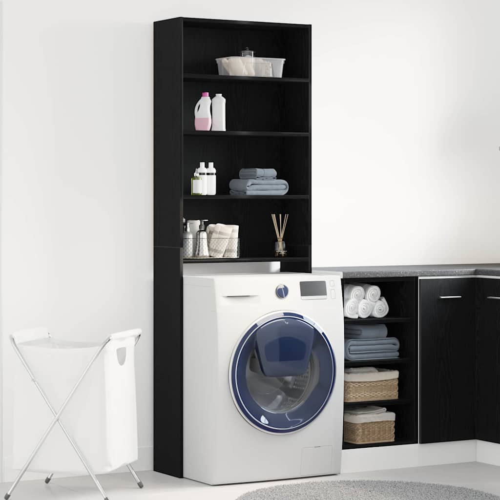 Armadio per Lavatrice Rovere Nero 64 x 24 x 190 cm