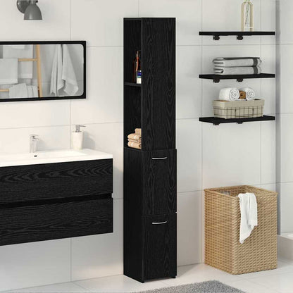 Mobile da Bagno Rovere Nero 25 x 25 x 170 cm Legno multistrato