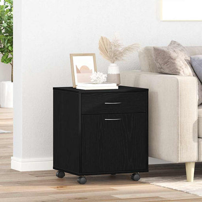 Armadio su ruote Rovere nero 45 x 38 x 54 cm Legno multistrato