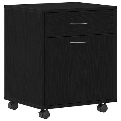 Armadio su ruote Rovere nero 45 x 38 x 54 cm Legno multistrato