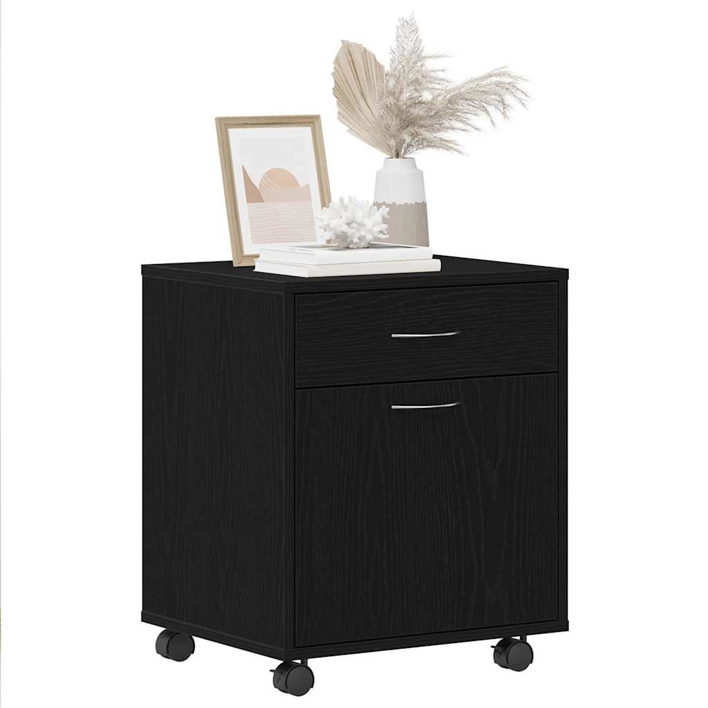 Armadio su ruote Rovere nero 45 x 38 x 54 cm Legno multistrato