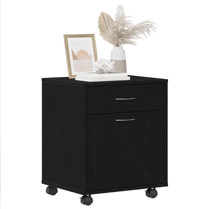 Armadio su ruote Rovere nero 45 x 38 x 54 cm Legno multistrato