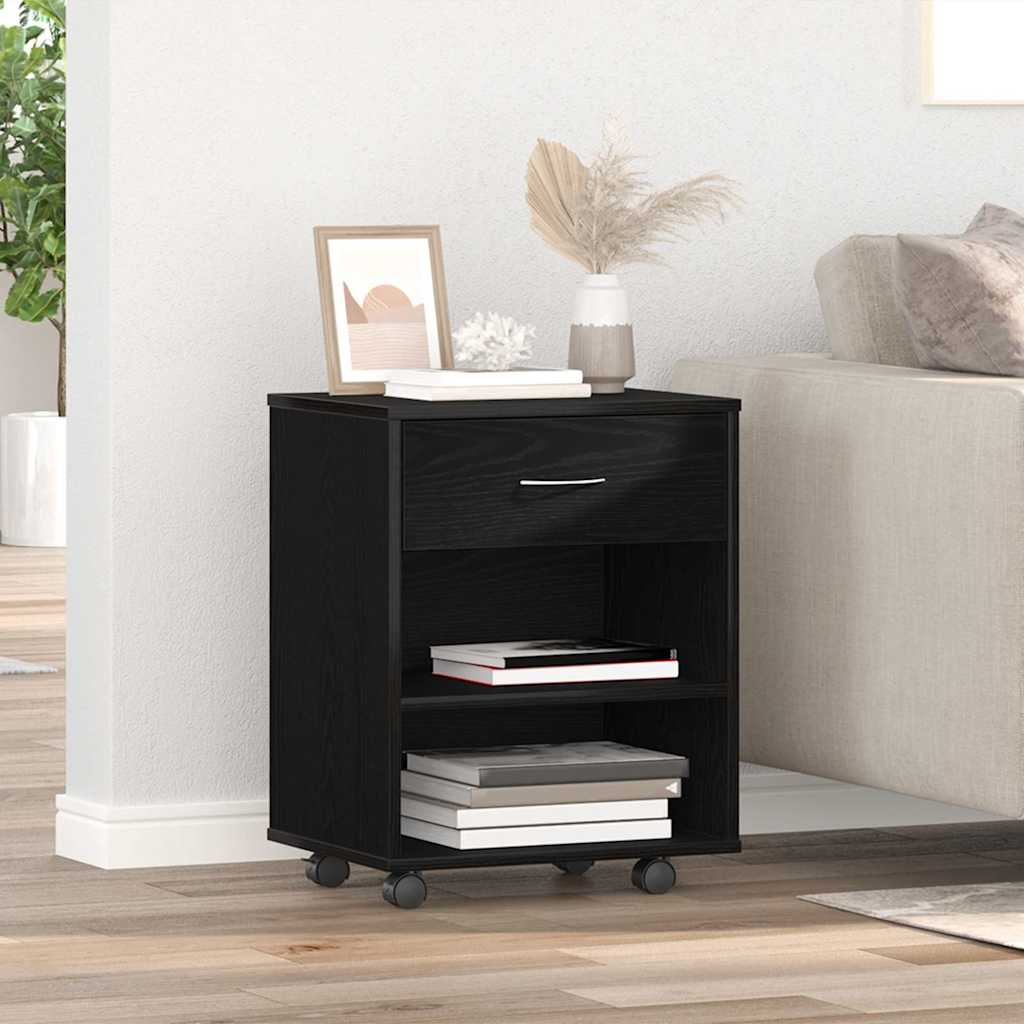 Armadio con ruota Rovere Nero 46 x 36 x 59 cm Legno multistrato