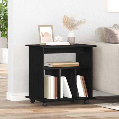 Mobile con Ruote Rovere Nero 60 x 45 x 55 cm Legno multistrato