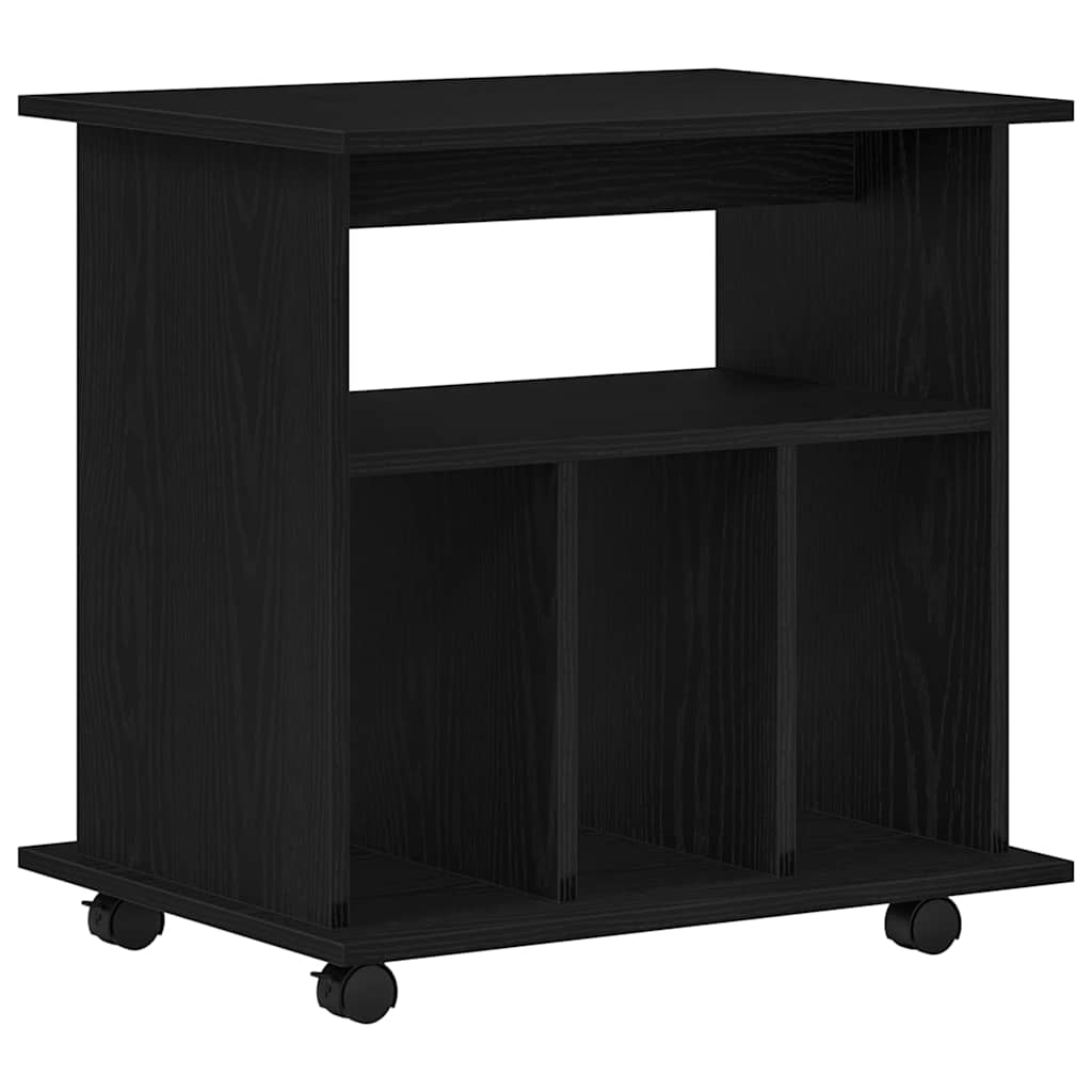 Mobile con Ruote Rovere Nero 60 x 45 x 55 cm Legno multistrato