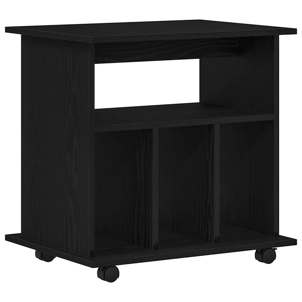 Mobile con Ruote Rovere Nero 60 x 45 x 55 cm Legno multistrato