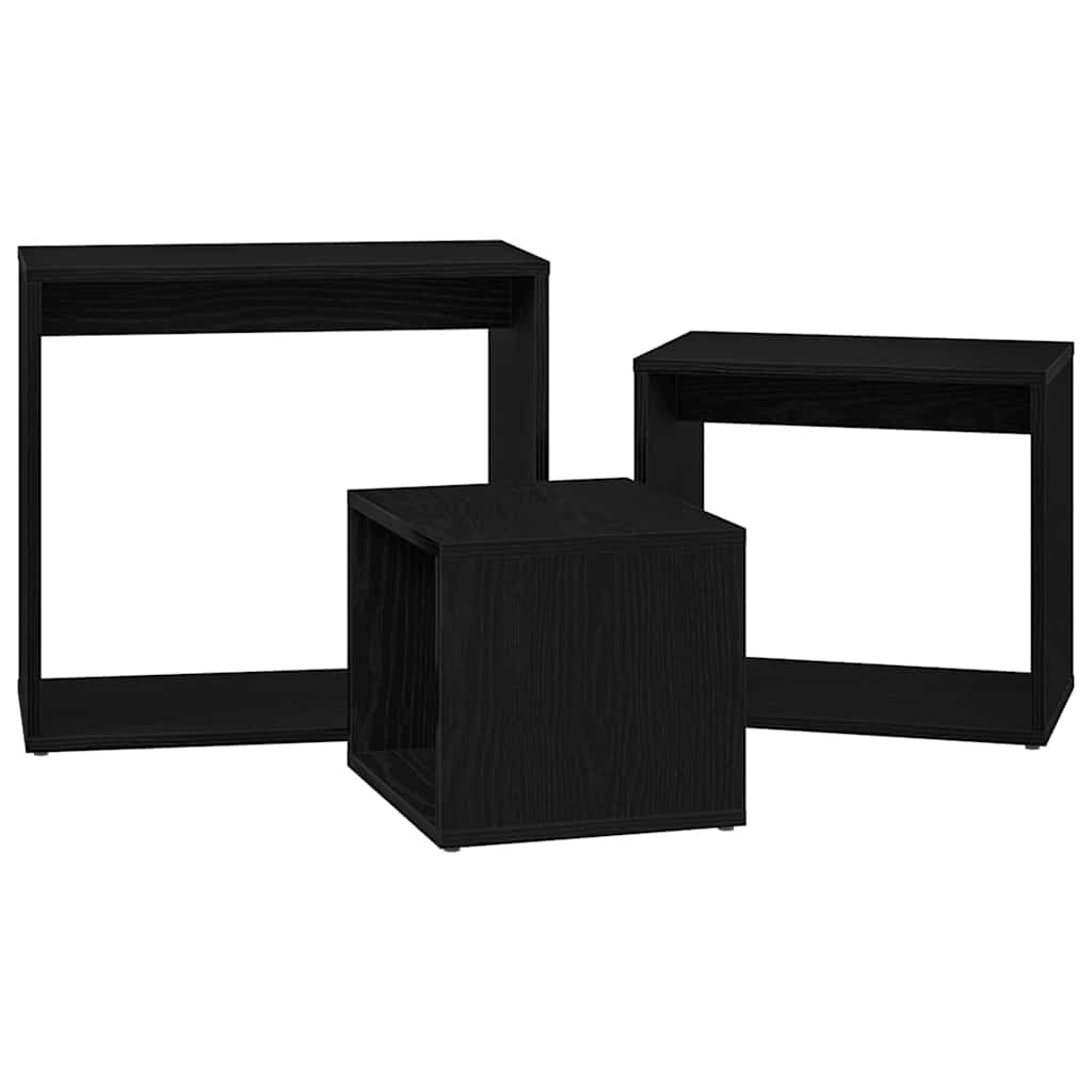 Tavolo Nesting 3 pcs Rovere Nero Legno multistrato