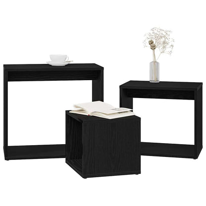 Tavolo Nesting 3 pcs Rovere Nero Legno multistrato
