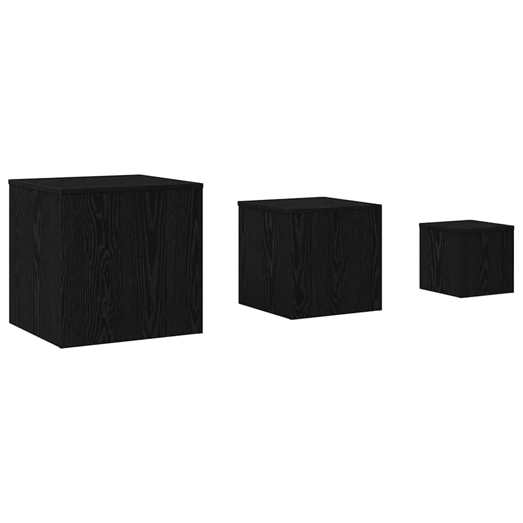 Tavolo Nesting 3 pcs Rovere Nero Legno multistrato