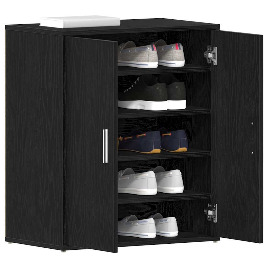 Mobile per scarpe Rovere Nero 60 x 35 x 70 cm Legno multistrato