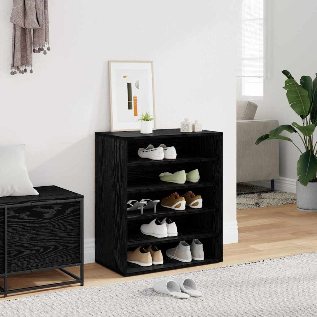 Mobile per scarpe Rovere Nero 60 x 35 x 70 cm Legno multistrato