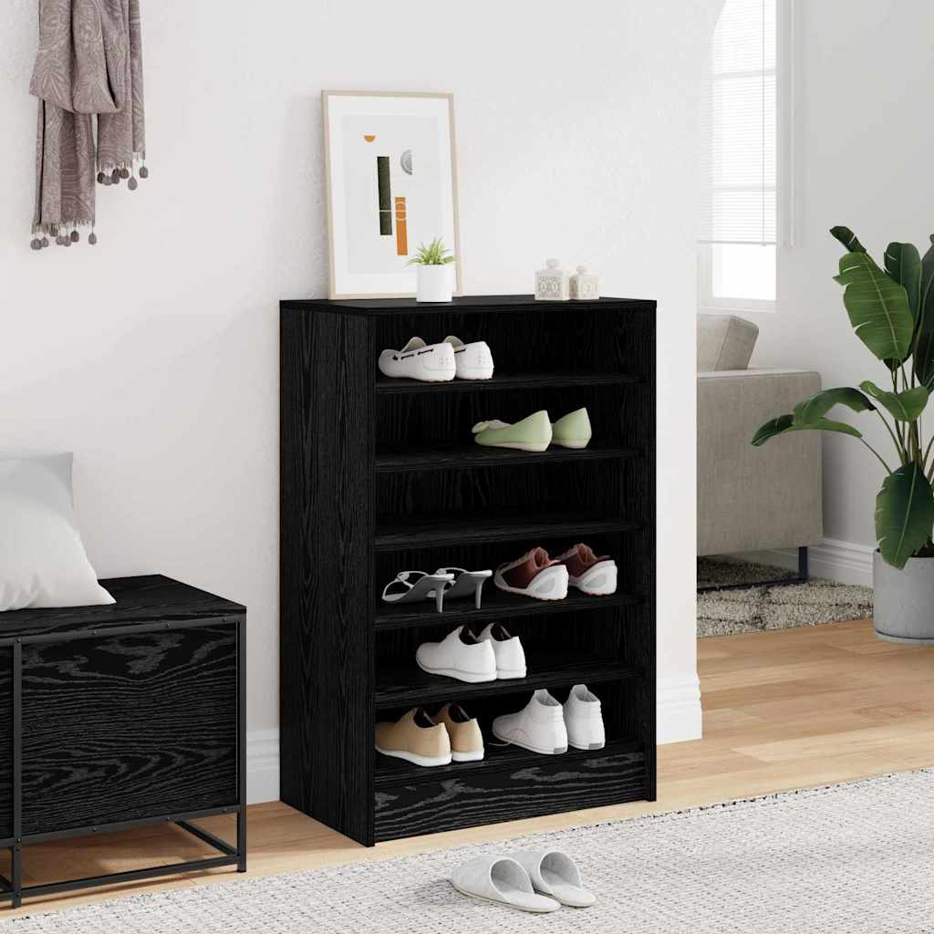 Mobile per scarpe Rovere Nero 60 x 35 x 92 cm Legno multistrato