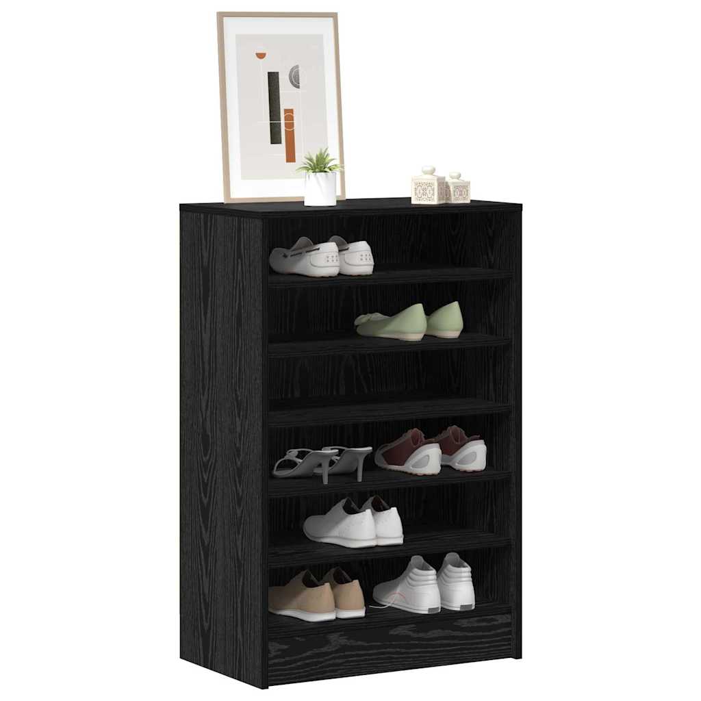 Mobile per scarpe Rovere Nero 60 x 35 x 92 cm Legno multistrato