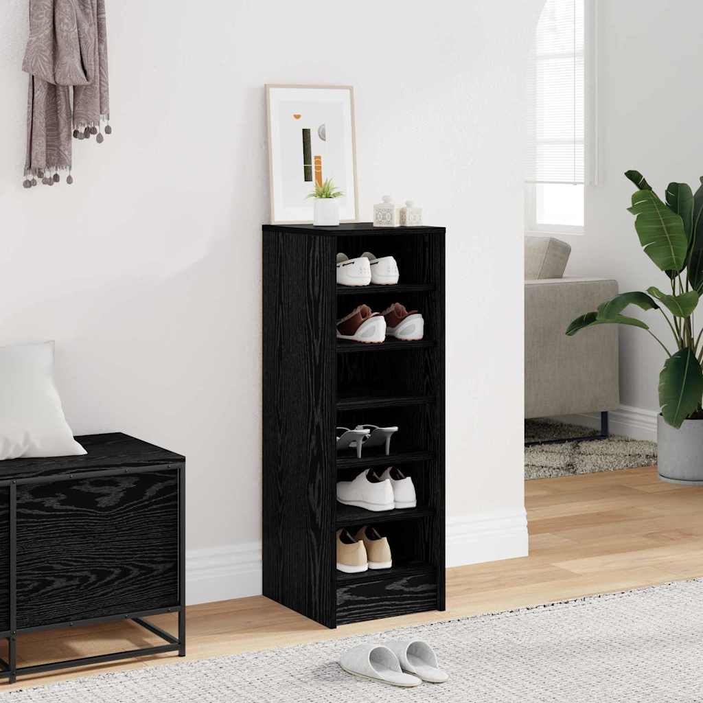 Mobile per scarpe Rovere Nero 32 x 35 x 90 cm Legno multistrato