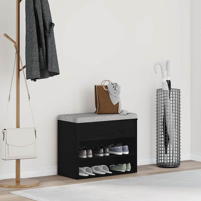 Panca per scarpe Rovere Nero 60 x 30 x 45 cm Legno multistrato