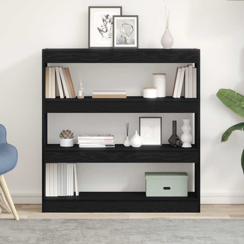Armadio per Libri Rovere Nero 100 x 30 x 103 cm