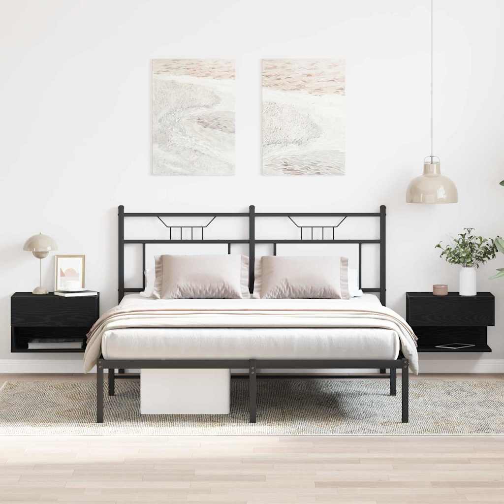 Armadio da Notte con cassetto 2 pcs Rovere Nero 46 x 30 x 30 cm