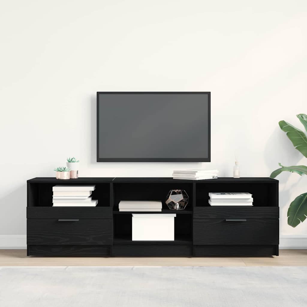Mobile TV Rovere Nero 150 x 33,5 x 45 cm Legno multistrato