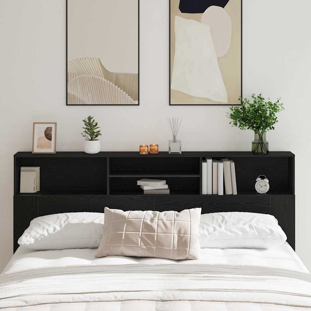 Testata del letto con testiera Rovere Nero 200 x 19 x 103,5 cm