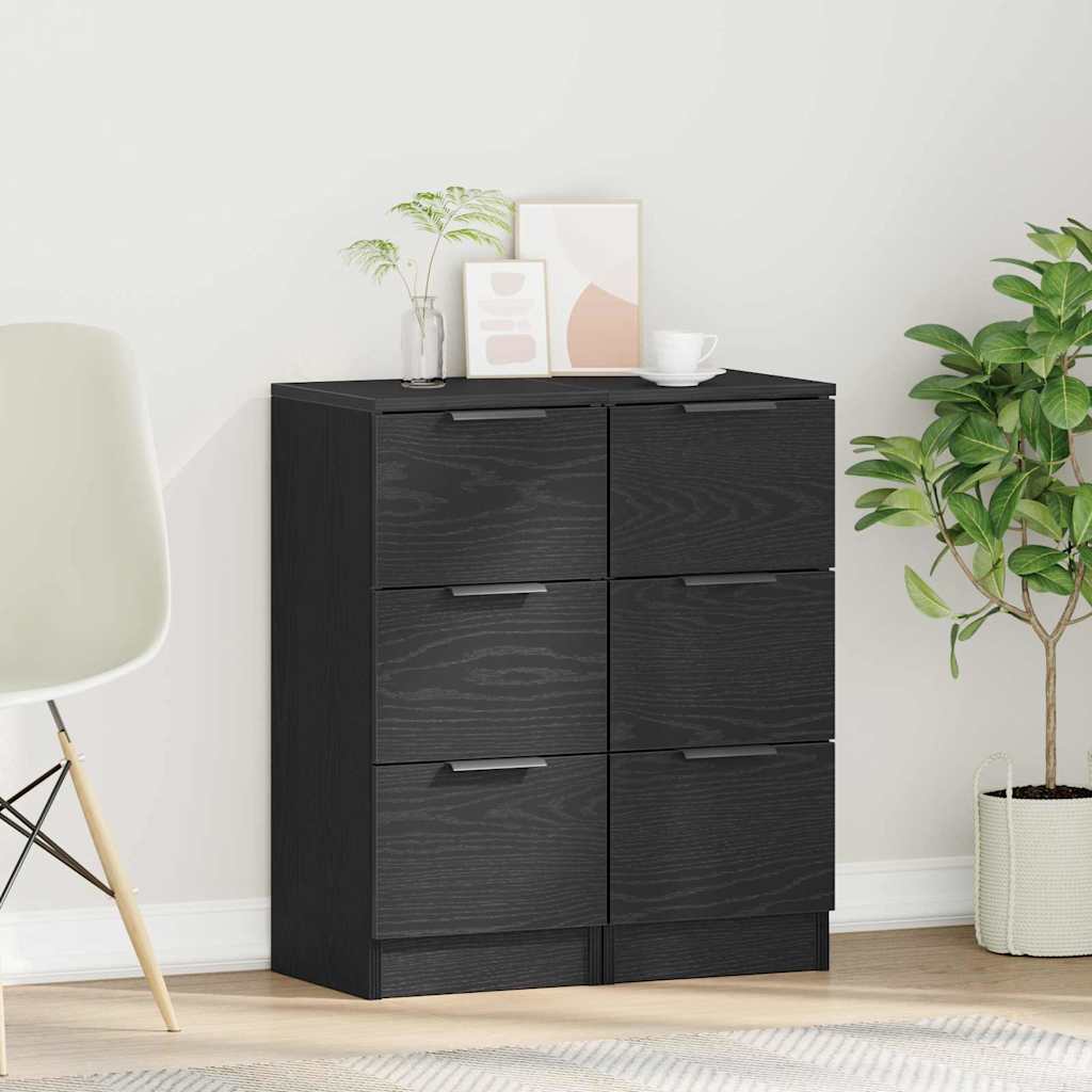Credenza 2 pcs Rovere Nero 30 x 30 x 70 cm Legno multistrato