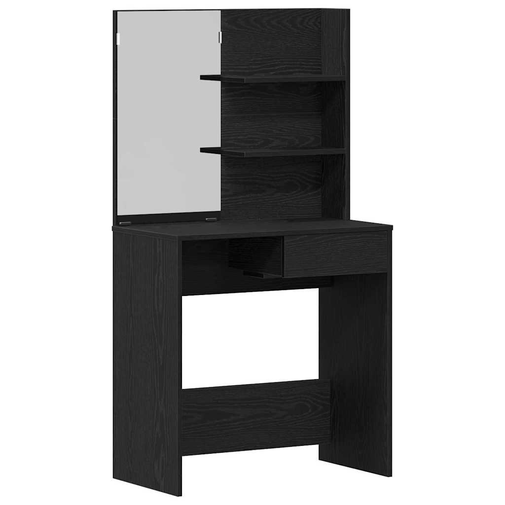Tavolo da Trucco con cassetto Rovere Nero 74,5 x 40 x 141 cm