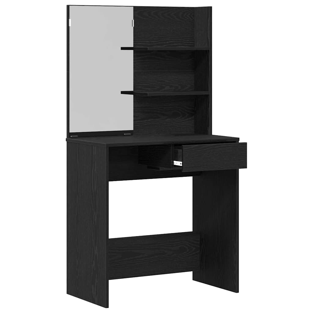 Tavolo da Trucco con cassetto Rovere Nero 74,5 x 40 x 141 cm