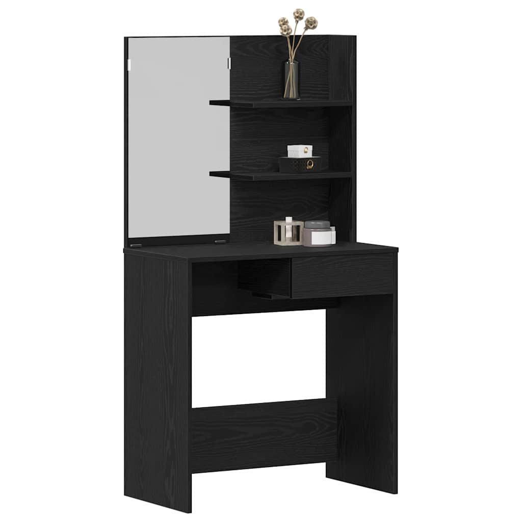 Tavolo da Trucco con cassetto Rovere Nero 74,5 x 40 x 141 cm