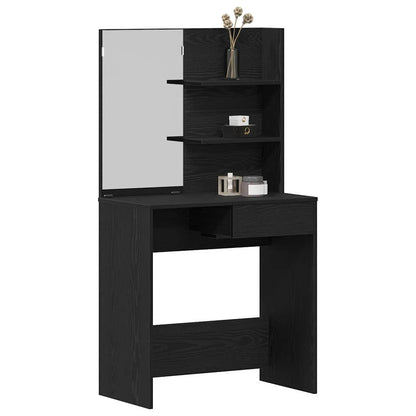 Tavolo da Trucco con cassetto Rovere Nero 74,5 x 40 x 141 cm