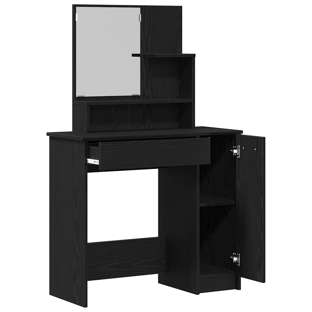 Tavolo da Trucco con cassetto Rovere Nero 86,5 x 35 x 136 cm