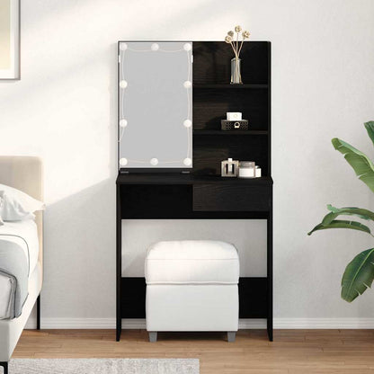 Tavolo da Trucco con cassetto Rovere Nero 74,5 x 40 x 141 cm