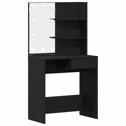Tavolo da Trucco con cassetto Rovere Nero 74,5 x 40 x 141 cm
