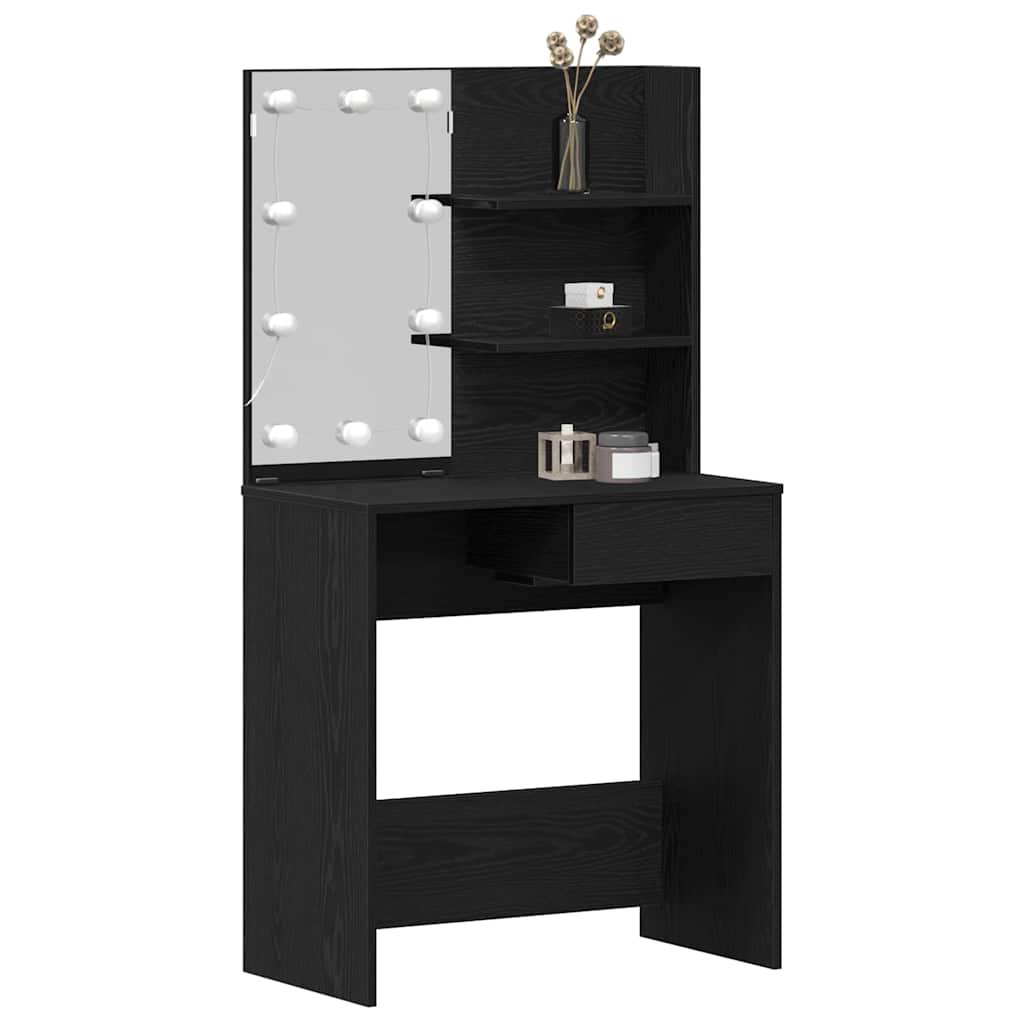 Tavolo da Trucco con cassetto Rovere Nero 74,5 x 40 x 141 cm