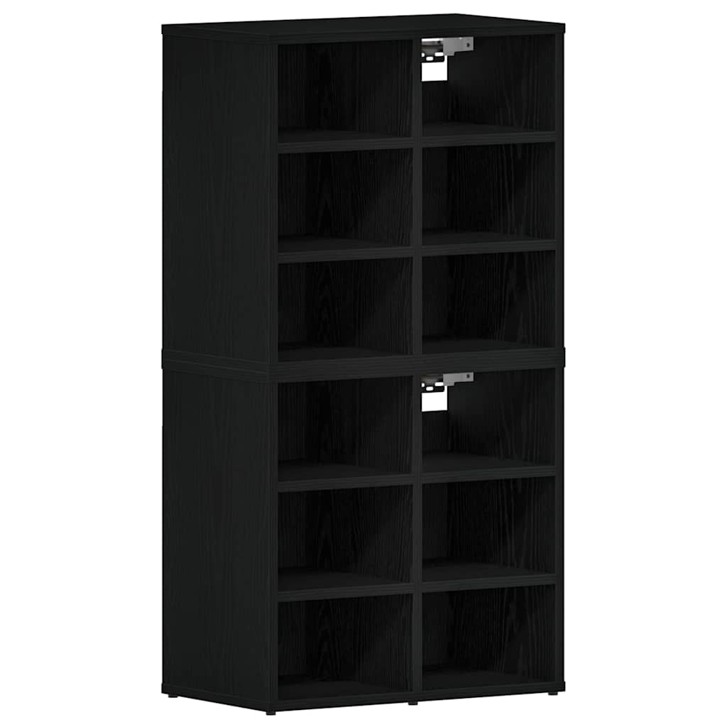 Mobile per scarpe 2 pcs Rovere Nero 52 x 30 x 50,5 cm