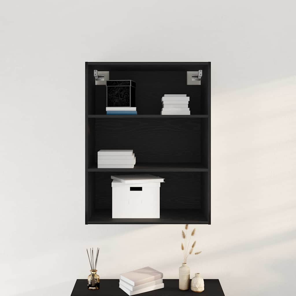 Armadio da Muro Appeso Rovere Nero 69.5 x 32.5 x 90 cm