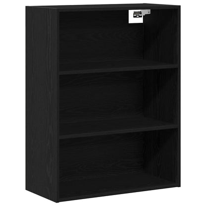 Armadio da Muro Appeso Rovere Nero 69.5 x 32.5 x 90 cm