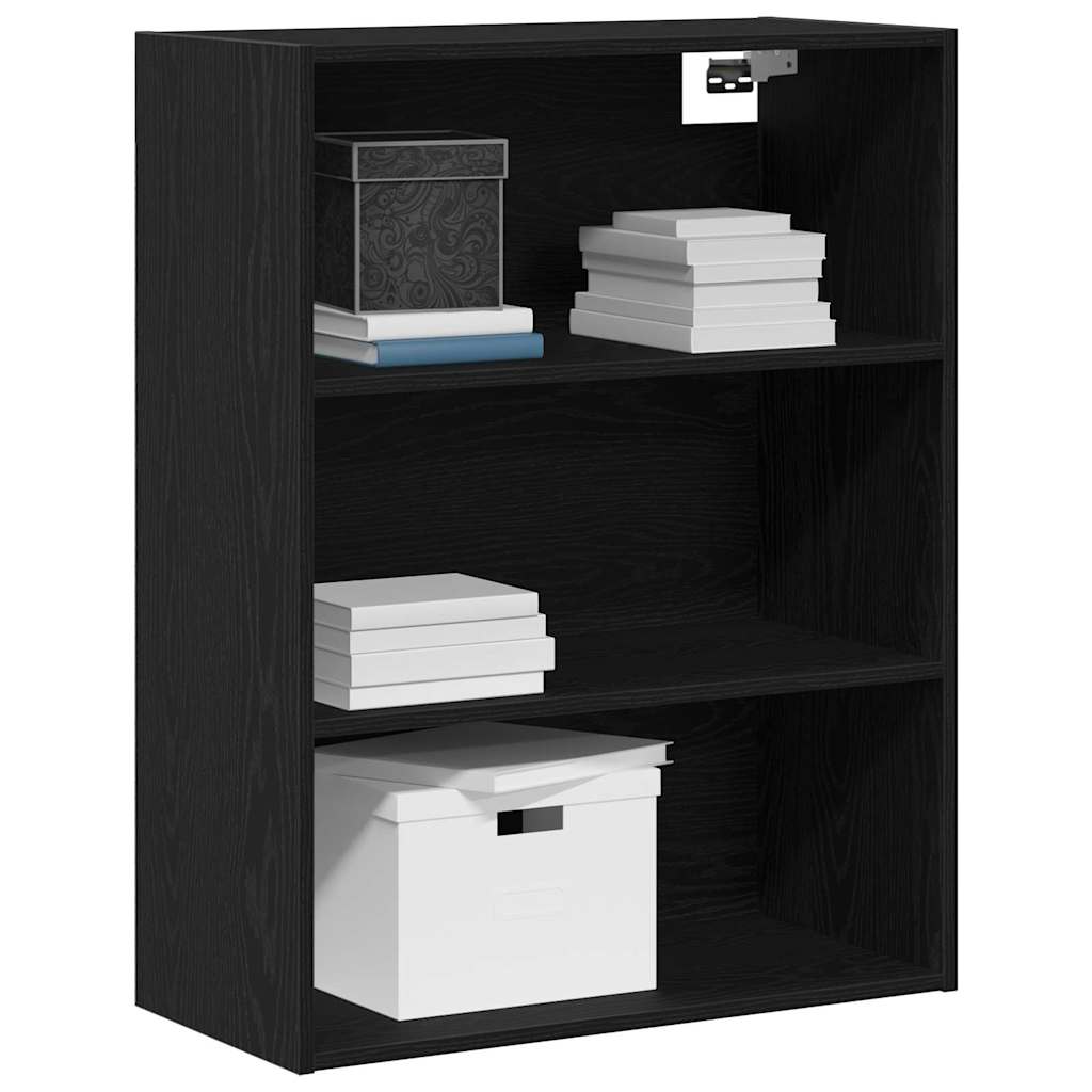 Armadio da Muro Appeso Rovere Nero 69.5 x 32.5 x 90 cm