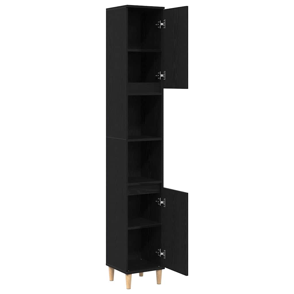 Mobile da Bagno Rovere Nero 30 x 30 x 190 cm Legno multistrato